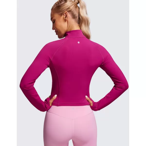 CRZ YOGA Womens Butterluxe Long Sleeve Workout Shirts Half Zip Pullover Sweatshirt Athletic Cropped Tops Running ShirtMagenta Purple