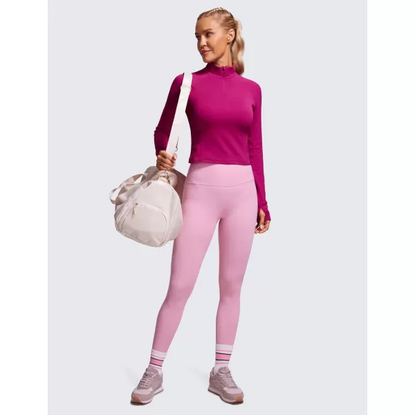 CRZ YOGA Womens Butterluxe Long Sleeve Workout Shirts Half Zip Pullover Sweatshirt Athletic Cropped Tops Running ShirtMagenta Purple