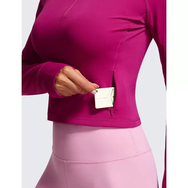 CRZ YOGA Womens Butterluxe Long Sleeve Workout Shirts Half Zip Pullover Sweatshirt Athletic Cropped Tops Running ShirtMagenta Purple