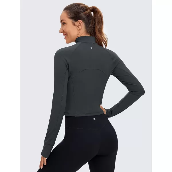 CRZ YOGA Womens Butterluxe Long Sleeve Workout Shirts Half Zip Pullover Sweatshirt Athletic Cropped Tops Running ShirtMelanite