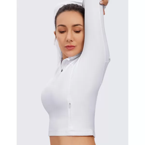 CRZ YOGA Womens Butterluxe Long Sleeve Workout Shirts Half Zip Pullover Sweatshirt Athletic Cropped Tops Running ShirtWhite