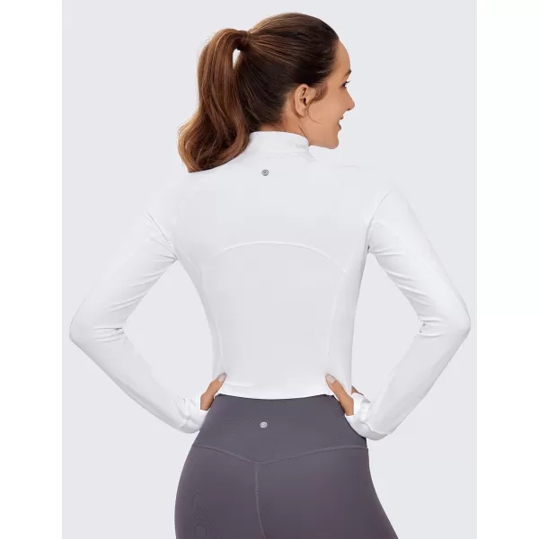 CRZ YOGA Womens Butterluxe Long Sleeve Workout Shirts Half Zip Pullover Sweatshirt Athletic Cropped Tops Running ShirtWhite