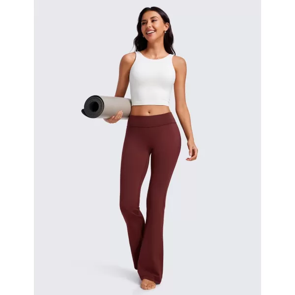 CRZ YOGA Womens Butterluxe Low Rise Flare Leggings 32  Bootcut Yoga Pants with Pockets Wide Leg Buttery Soft Lounge Casual32 Height 55  58 Red Merlot