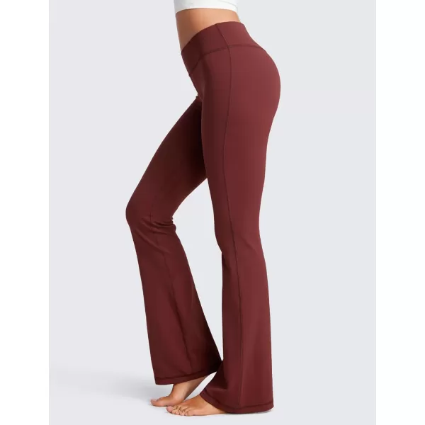 CRZ YOGA Womens Butterluxe Low Rise Flare Leggings 32  Bootcut Yoga Pants with Pockets Wide Leg Buttery Soft Lounge Casual32 Height 55  58 Red Merlot