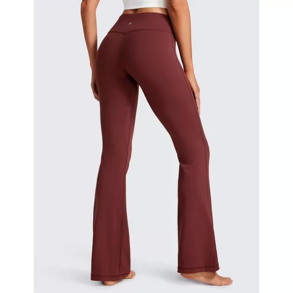 CRZ YOGA Womens Butterluxe Low Rise Flare Leggings 32  Bootcut Yoga Pants with Pockets Wide Leg Buttery Soft Lounge Casual32 Height 55  58 Red Merlot