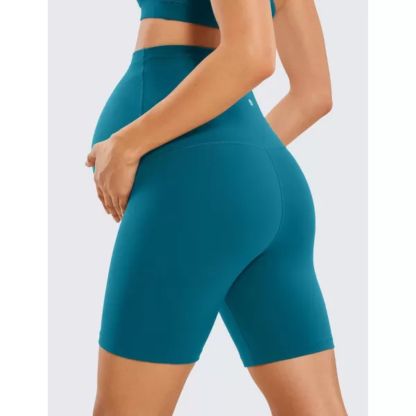 CRZ YOGA Womens Butterluxe Maternity Yoga Shorts Over The Belly 6  Pregnancy Workout Athletic Biker ShortsBorealis Green