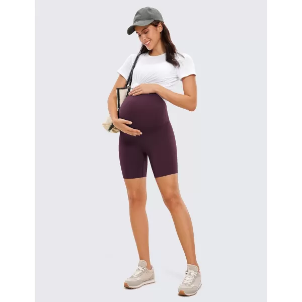 CRZ YOGA Womens Butterluxe Maternity Yoga Shorts Over The Belly 6  Pregnancy Workout Athletic Biker ShortsDeep Purple