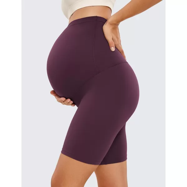 CRZ YOGA Womens Butterluxe Maternity Yoga Shorts Over The Belly 6  Pregnancy Workout Athletic Biker ShortsDeep Purple