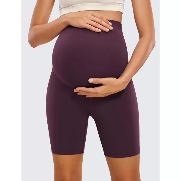 CRZ YOGA Womens Butterluxe Maternity Yoga Shorts Over The Belly 6  Pregnancy Workout Athletic Biker ShortsDeep Purple