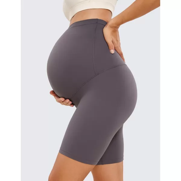 CRZ YOGA Womens Butterluxe Maternity Yoga Shorts Over The Belly 6  Pregnancy Workout Athletic Biker ShortsTornado Grey