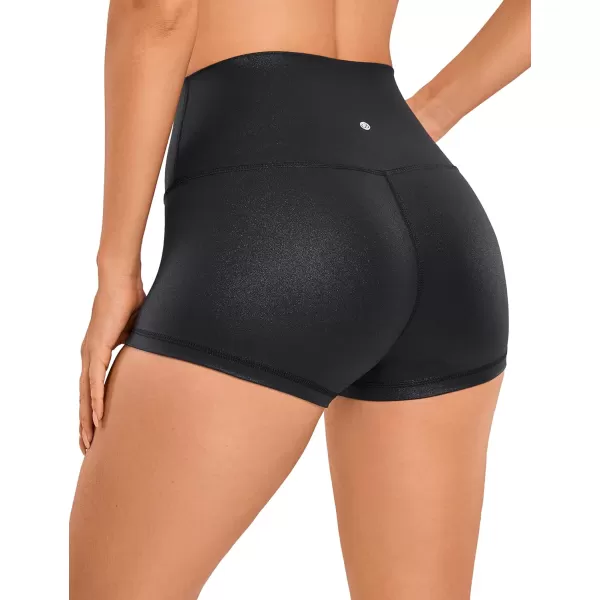 CRZ YOGA Womens Butterluxe Matte Faux Leather Biker Shorts  High Waisted Booty Workout Volleyball Yoga Spandex25 inches Black Classic