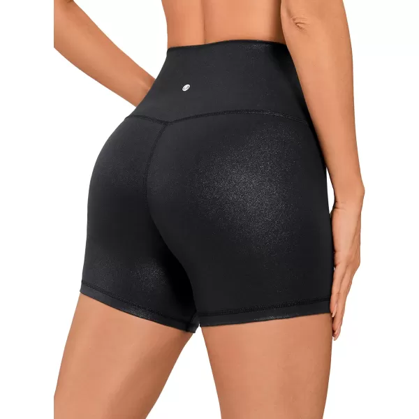 CRZ YOGA Womens Butterluxe Matte Faux Leather Biker Shorts  High Waisted Booty Workout Volleyball Yoga Spandex4 inches Black Classic