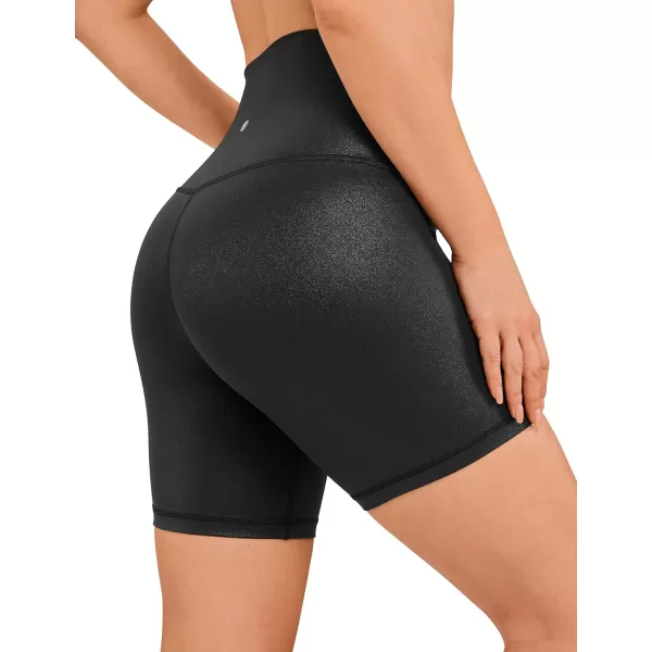 CRZ YOGA Womens Butterluxe Matte Faux Leather Biker Shorts  High Waisted Booty Workout Volleyball Yoga Spandex6 inches Black Classic