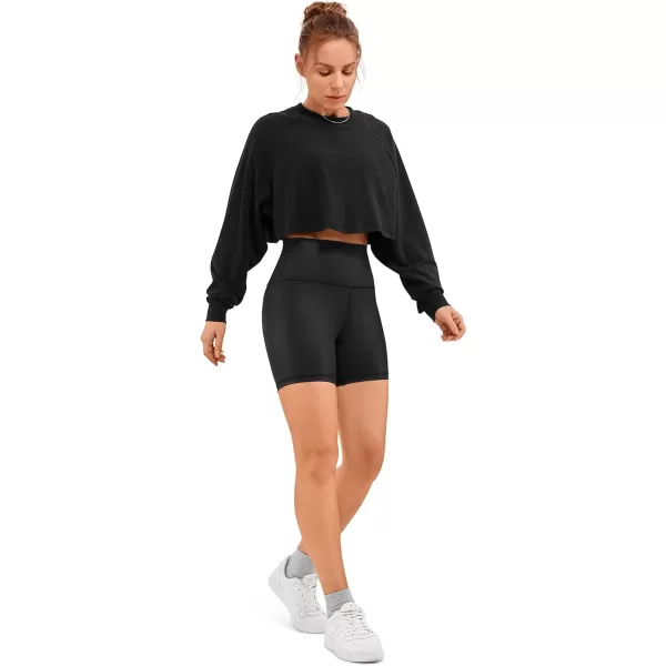 CRZ YOGA Womens Butterluxe Matte Faux Leather Biker Shorts  High Waisted Booty Workout Volleyball Yoga Spandex6 inches Black Classic