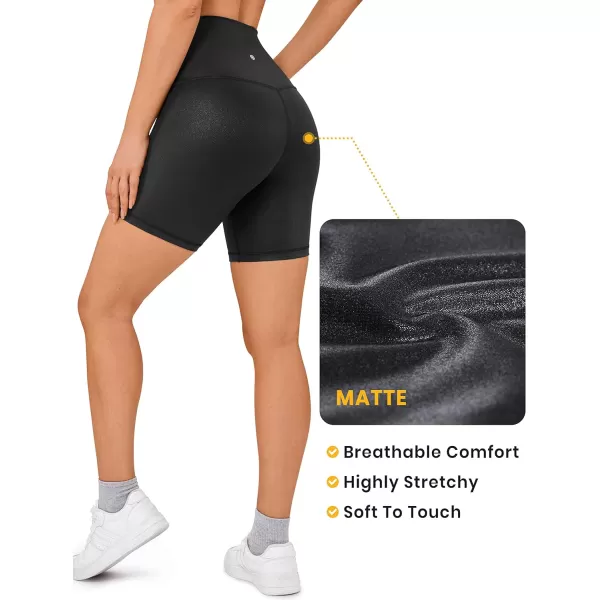 CRZ YOGA Womens Butterluxe Matte Faux Leather Biker Shorts  High Waisted Booty Workout Volleyball Yoga Spandex6 inches Black Classic