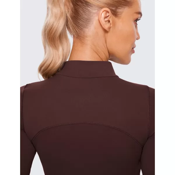 CRZ YOGA Womens Butterluxe Mock Turtleneck Long Sleeves Crop Tops Slim Fit Athletic Workout Casual Base Layer ShirtsTaupe