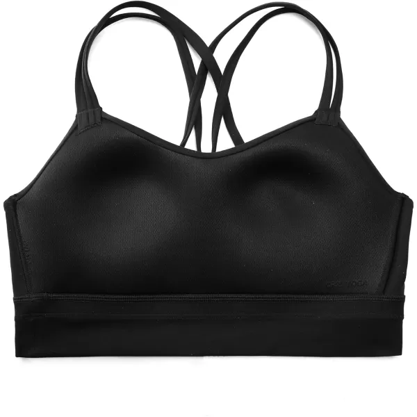 CRZ YOGA Womens Butterluxe Strappy Longline Sports Bra  Molded Cup Double Spaghetti Strap Workout Bra Yoga Crop Tank TopBlack