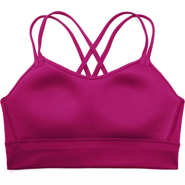 CRZ YOGA Womens Butterluxe Strappy Longline Sports Bra  Molded Cup Double Spaghetti Strap Workout Bra Yoga Crop Tank TopMagenta Purple