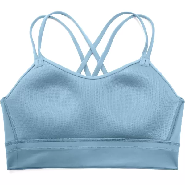 CRZ YOGA Womens Butterluxe Strappy Longline Sports Bra  Molded Cup Double Spaghetti Strap Workout Bra Yoga Crop Tank TopPure Blue