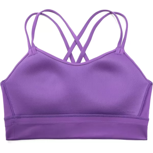 CRZ YOGA Womens Butterluxe Strappy Longline Sports Bra  Molded Cup Double Spaghetti Strap Workout Bra Yoga Crop Tank TopRoyal Lilac