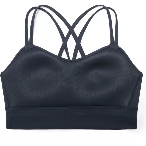 CRZ YOGA Womens Butterluxe Strappy Longline Sports Bra  Molded Cup Double Spaghetti Strap Workout Bra Yoga Crop Tank TopTrue Navy