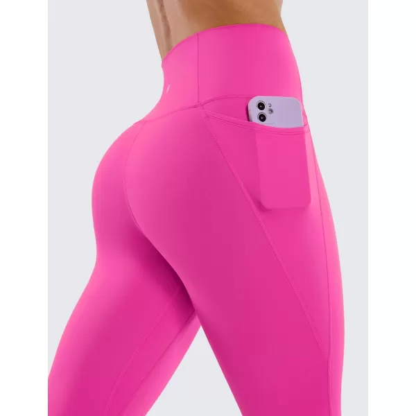 CRZ YOGA Womens Butterluxe Workout Capri Leggings 17  19  21  High Waist Crop Yoga Pants with Pockets Buttery Soft17 inches Neon Light Purple