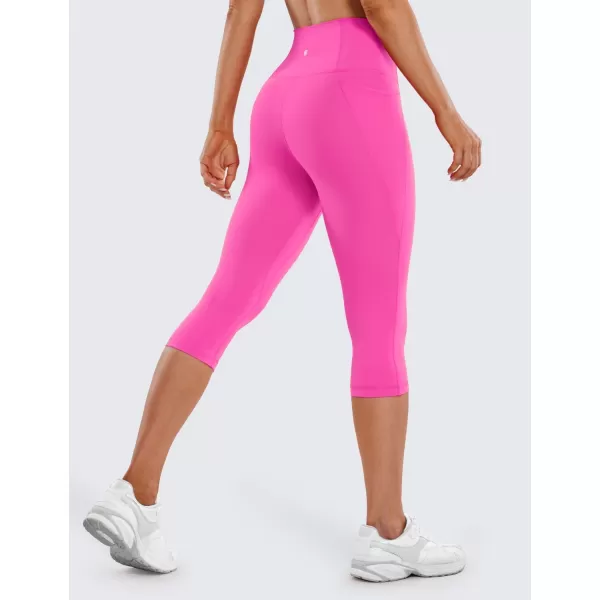 CRZ YOGA Womens Butterluxe Workout Capri Leggings 17  19  21  High Waist Crop Yoga Pants with Pockets Buttery Soft17 inches Neon Light Purple