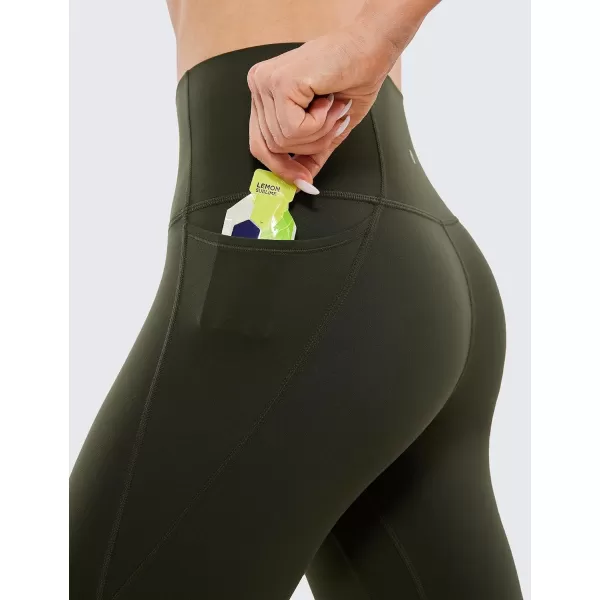 CRZ YOGA Womens Butterluxe Workout Capri Leggings 17  19  21  High Waist Crop Yoga Pants with Pockets Buttery Soft17 inches Olive Green