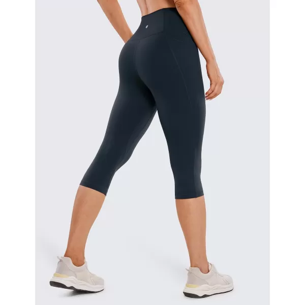 CRZ YOGA Womens Butterluxe Workout Capri Leggings 17  19  21  High Waist Crop Yoga Pants with Pockets Buttery Soft17 inches Twilight Blue