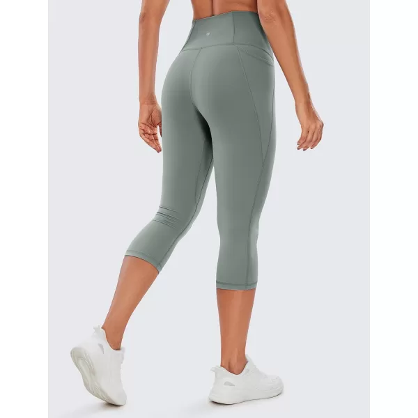 CRZ YOGA Womens Butterluxe Workout Capri Leggings 17  19  21  High Waist Crop Yoga Pants with Pockets Buttery Soft19 inches Grey Sage