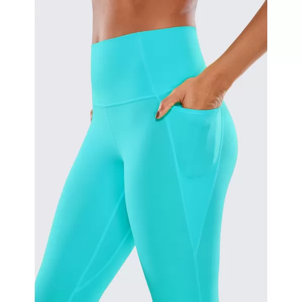 CRZ YOGA Womens Butterluxe Workout Capri Leggings 17  19  21  High Waist Crop Yoga Pants with Pockets Buttery Soft19 inches Neon Spectral Blue
