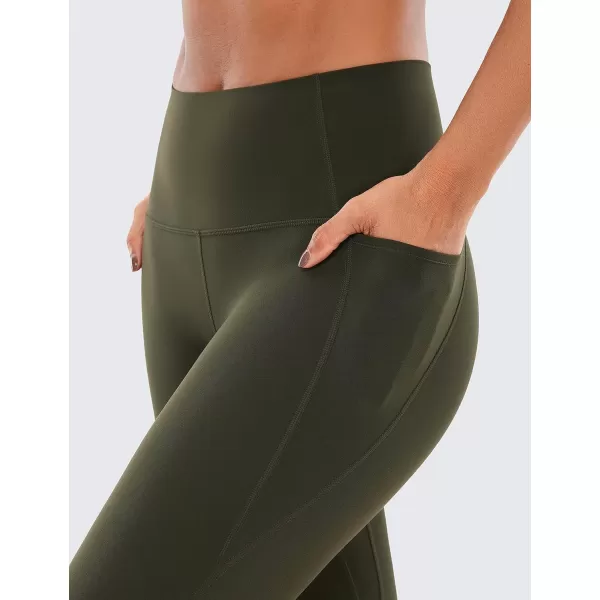 CRZ YOGA Womens Butterluxe Workout Capri Leggings 17  19  21  High Waist Crop Yoga Pants with Pockets Buttery Soft19 inches Olive Green