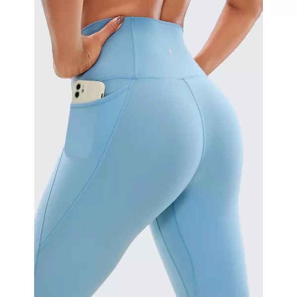 CRZ YOGA Womens Butterluxe Workout Capri Leggings 17  19  21  High Waist Crop Yoga Pants with Pockets Buttery Soft19 inches Pure Blue