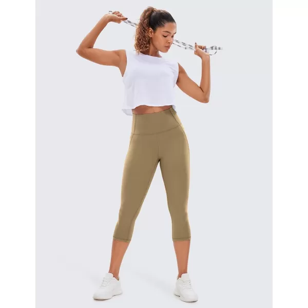 CRZ YOGA Womens Butterluxe Workout Capri Leggings 17  19  21  High Waist Crop Yoga Pants with Pockets Buttery Soft19 inches Soul Brown