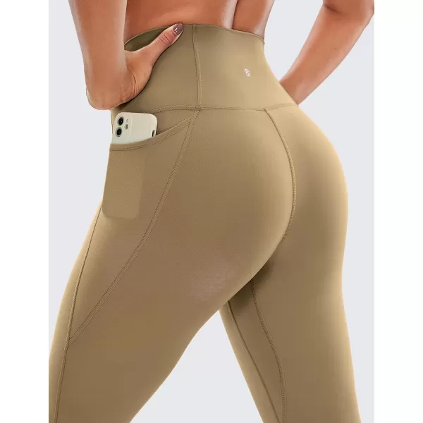 CRZ YOGA Womens Butterluxe Workout Capri Leggings 17  19  21  High Waist Crop Yoga Pants with Pockets Buttery Soft19 inches Soul Brown