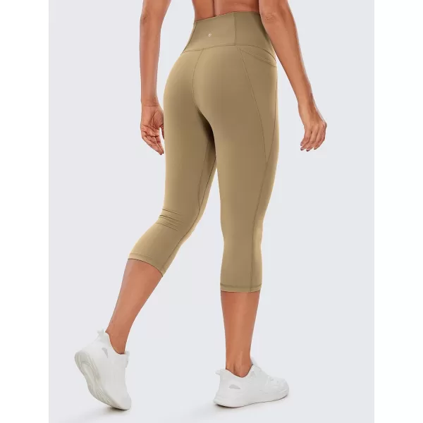 CRZ YOGA Womens Butterluxe Workout Capri Leggings 17  19  21  High Waist Crop Yoga Pants with Pockets Buttery Soft19 inches Soul Brown