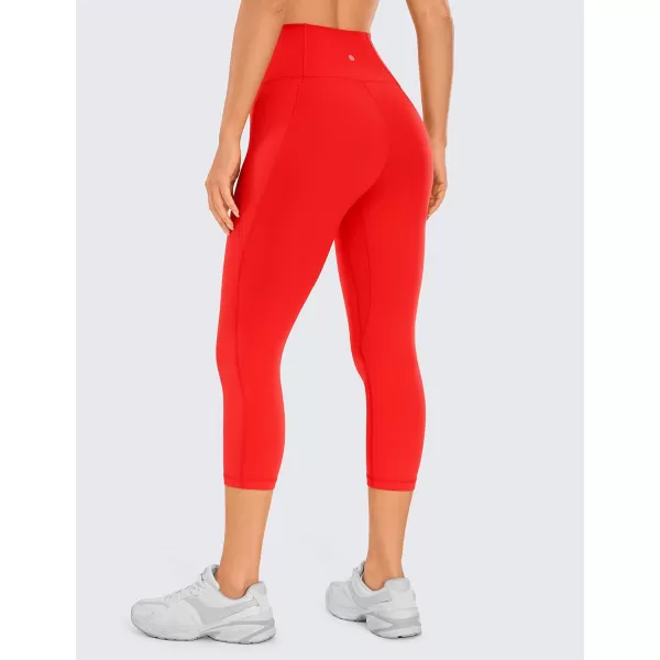 CRZ YOGA Womens Butterluxe Workout Capri Leggings 17  19  21  High Waist Crop Yoga Pants with Pockets Buttery Soft21 inches Dark Red