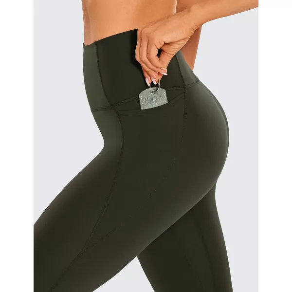 CRZ YOGA Womens Butterluxe Workout Capri Leggings 17  19  21  High Waist Crop Yoga Pants with Pockets Buttery Soft21 inches Olive Green