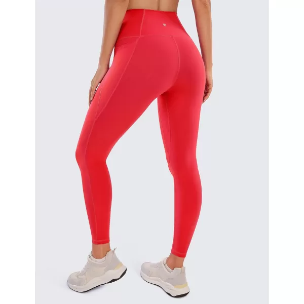 CRZ YOGA Womens Butterluxe Workout Leggings 25  28  High Waisted Gym Yoga Pants with Pockets Buttery Soft25 inches Deep Red