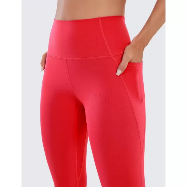 CRZ YOGA Womens Butterluxe Workout Leggings 25  28  High Waisted Gym Yoga Pants with Pockets Buttery Soft25 inches Deep Red