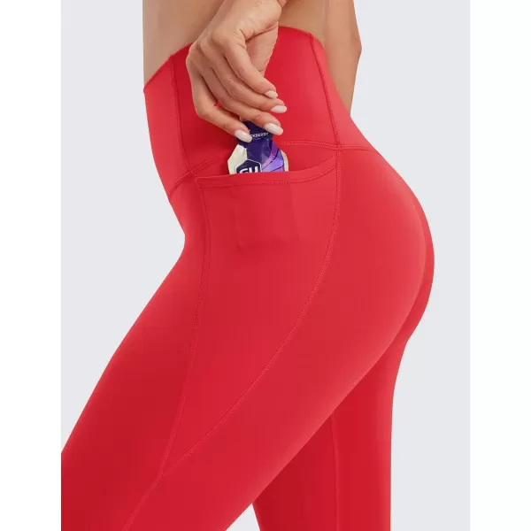 CRZ YOGA Womens Butterluxe Workout Leggings 25  28  High Waisted Gym Yoga Pants with Pockets Buttery Soft28 inches Deep Red