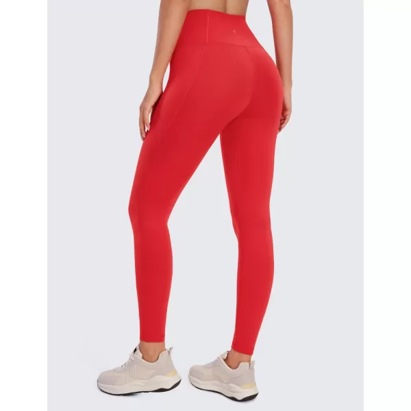 CRZ YOGA Womens Butterluxe Workout Leggings 25  28  High Waisted Gym Yoga Pants with Pockets Buttery Soft28 inches Deep Red