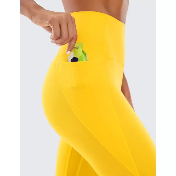 CRZ YOGA Womens Butterluxe Workout Leggings 25  28  High Waisted Gym Yoga Pants with Pockets Buttery Soft28 inches High Visibility Yellow