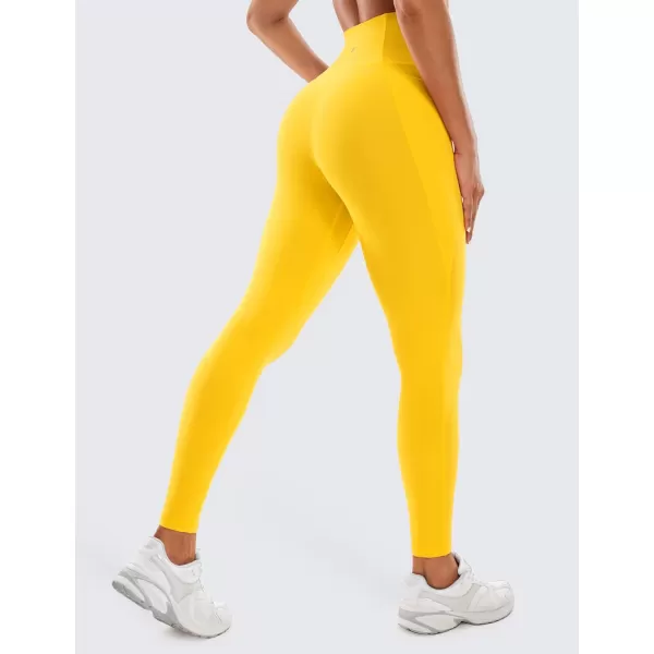 CRZ YOGA Womens Butterluxe Workout Leggings 25  28  High Waisted Gym Yoga Pants with Pockets Buttery Soft28 inches High Visibility Yellow