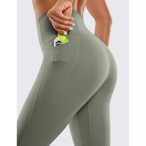 CRZ YOGA Womens Butterluxe Workout Leggings 25  28  High Waisted Gym Yoga Pants with Pockets Buttery Soft28 inches Light Army Green