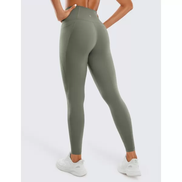 CRZ YOGA Womens Butterluxe Workout Leggings 25  28  High Waisted Gym Yoga Pants with Pockets Buttery Soft28 inches Light Army Green