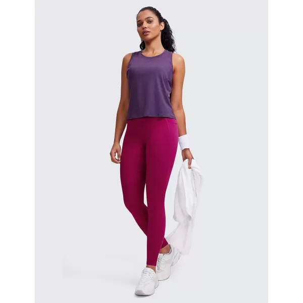 CRZ YOGA Womens Butterluxe Workout Leggings 25  28  High Waisted Gym Yoga Pants with Pockets Buttery Soft28 inches Magenta Purple