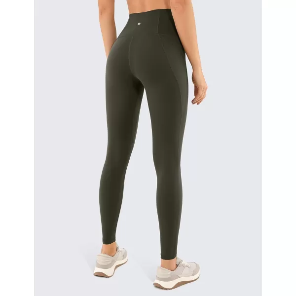 CRZ YOGA Womens Butterluxe Workout Leggings 25  28  High Waisted Gym Yoga Pants with Pockets Buttery Soft28 inches Olive Green