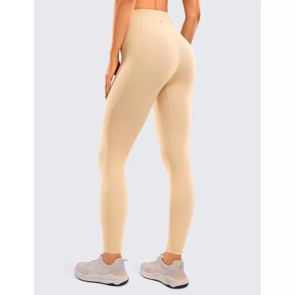 CRZ YOGA Womens Butterluxe Workout Leggings 25  28  High Waisted Gym Yoga Pants with Pockets Buttery Soft28 inches Tan Milkshake