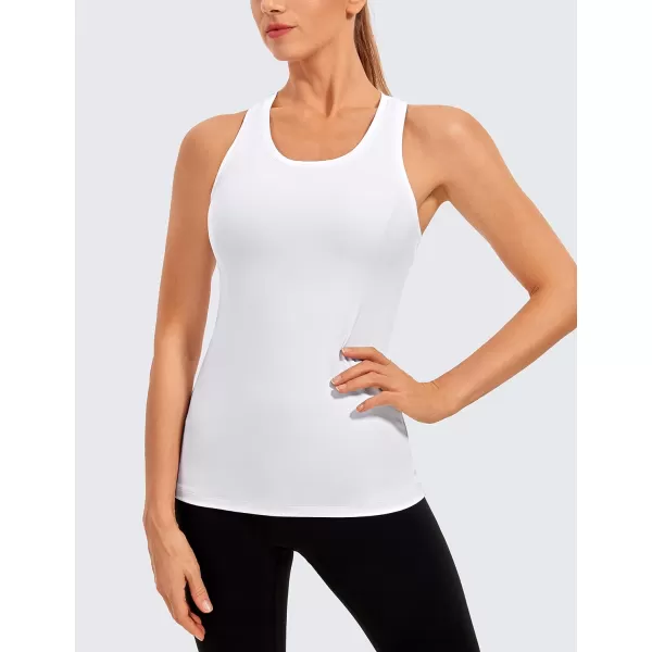 CRZ YOGA Womens Butterluxe Workout Tank Tops Racerback Tank Yoga Sleeveless Top Camisole Athletic Gym ShirtWhite